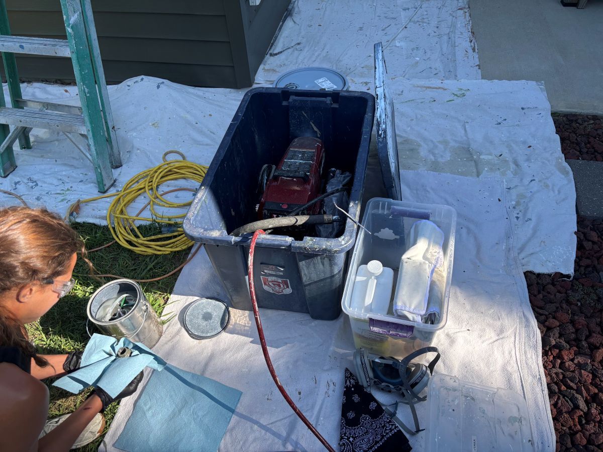 Lotus Painting Jobsite - preventing cross contamination with a dedicated latex paint sprayer